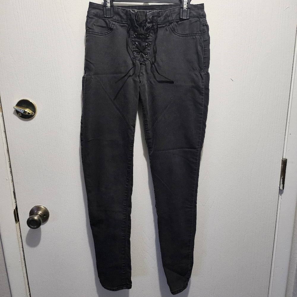 Blackheart Women's Black Lace-Up Skinny Jeans